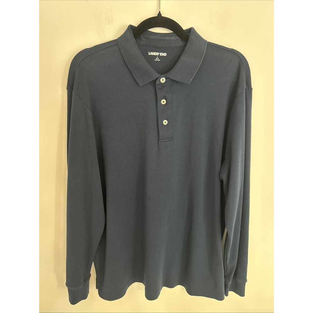 Lands End Traditional Fit Largeโ Men's Navy Long Sleeve Shirt